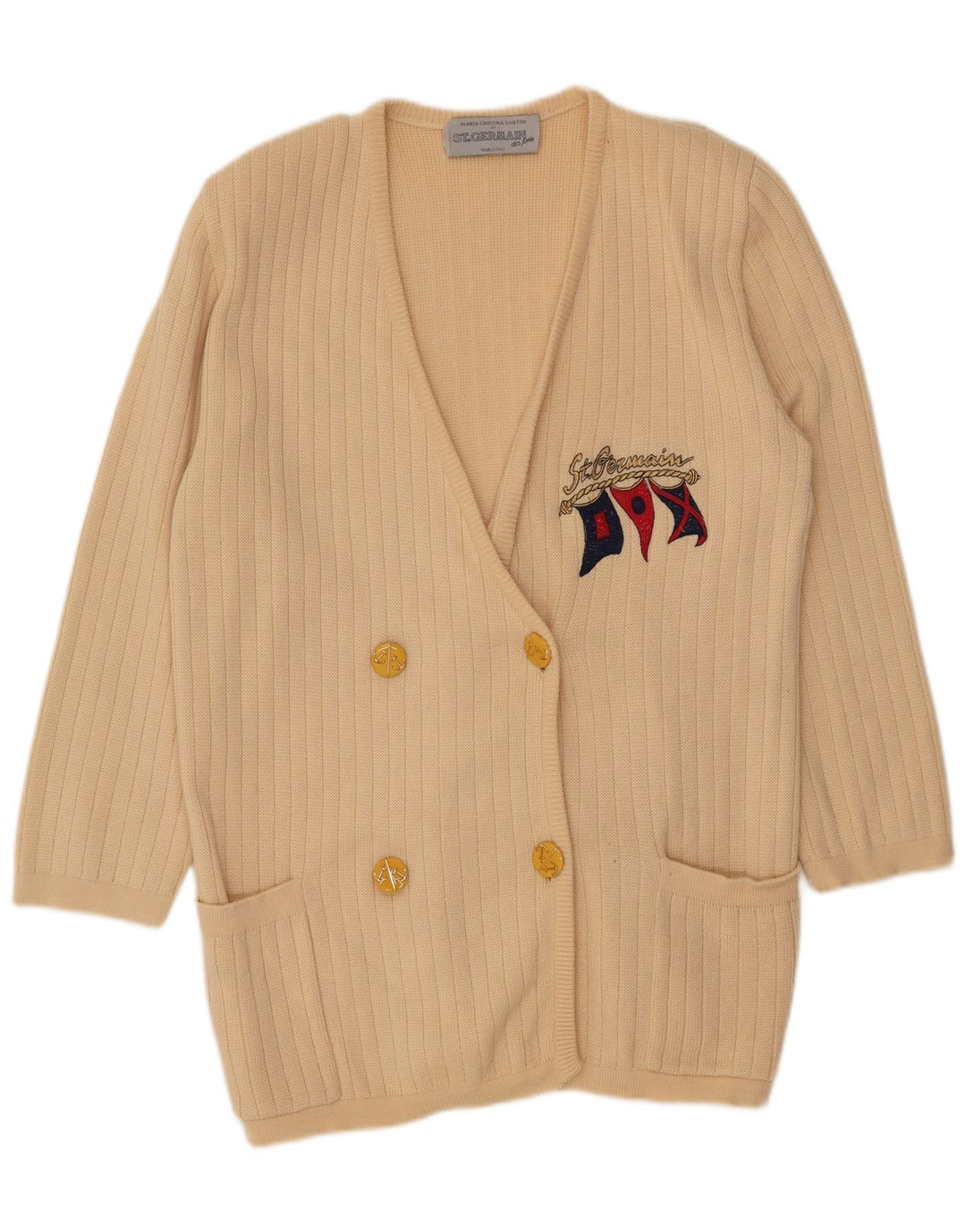 Maglione cardigan lungo con grafica da donna St. Germain IT 48 XL Lana beige
