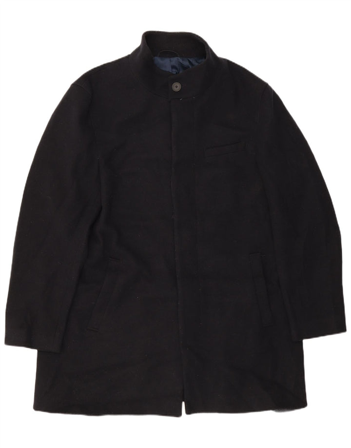 MARKS & SPENCER Mens Overcoat UK 44 2XL Navy Blue Polyester