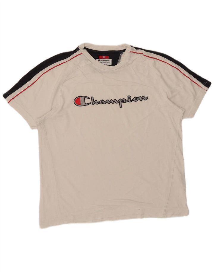 T-shirt grafica da uomo Champion Top in cotone color block bianco medio