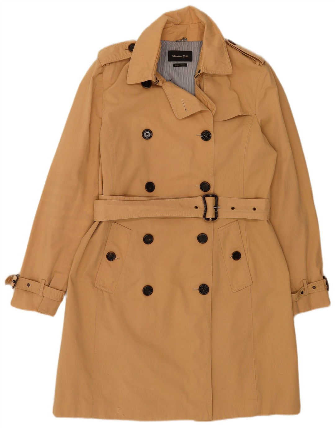 Trench da donna Massimo Dutti UK 14 grande cotone beige