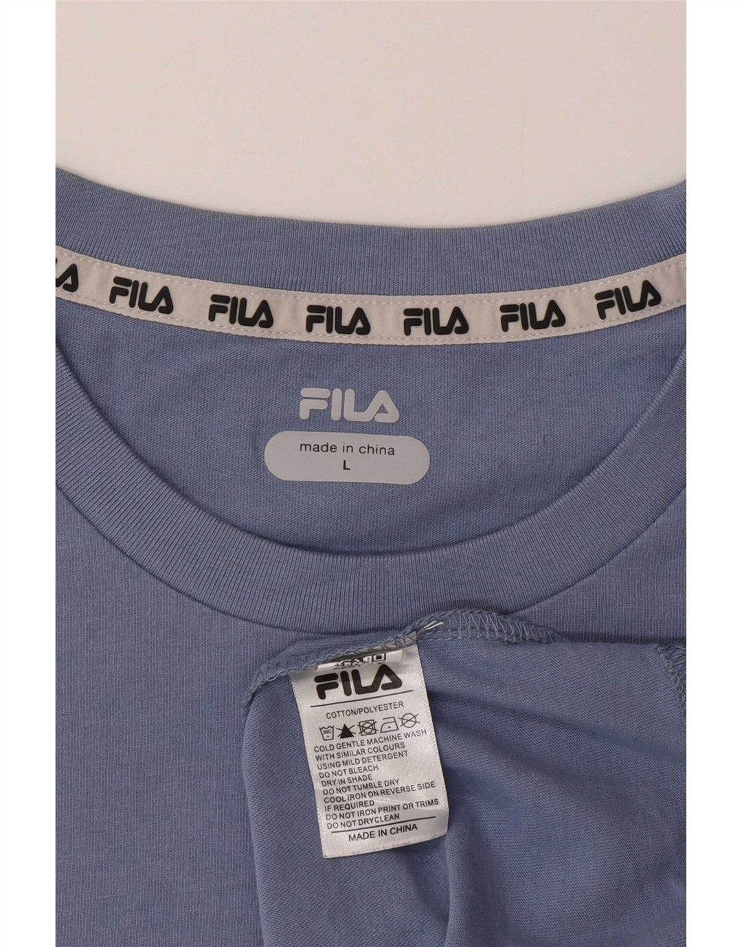 T-shirt grafica da uomo Fila Top grande in cotone blu