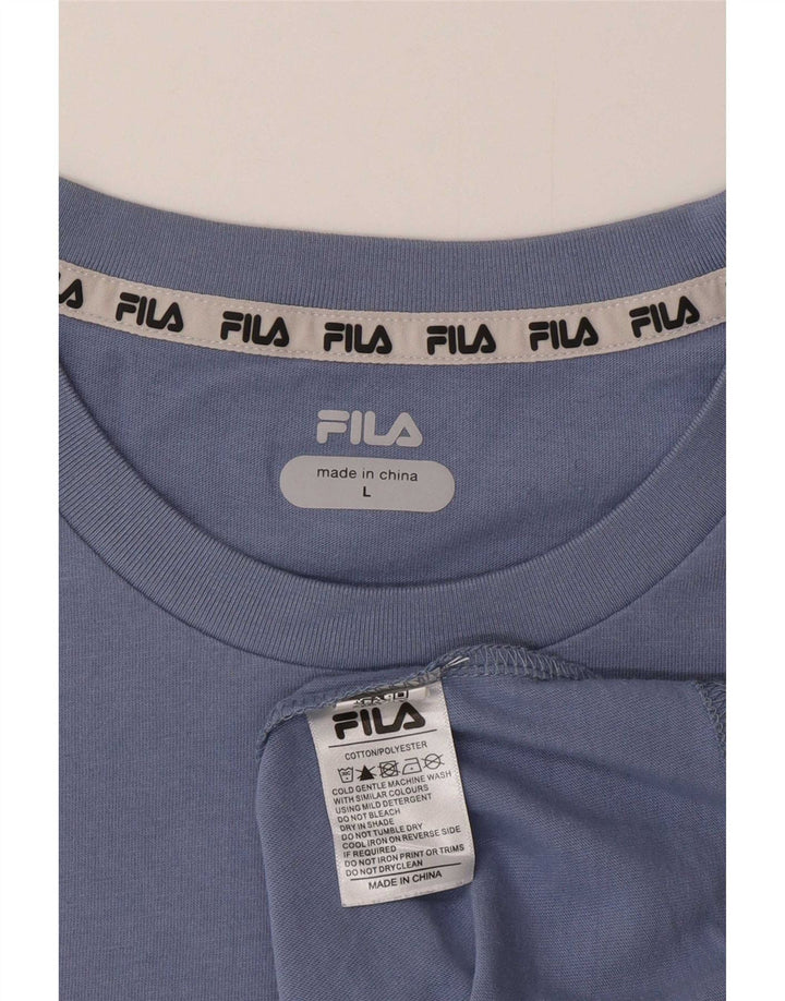T-shirt grafica da uomo Fila Top grande in cotone blu