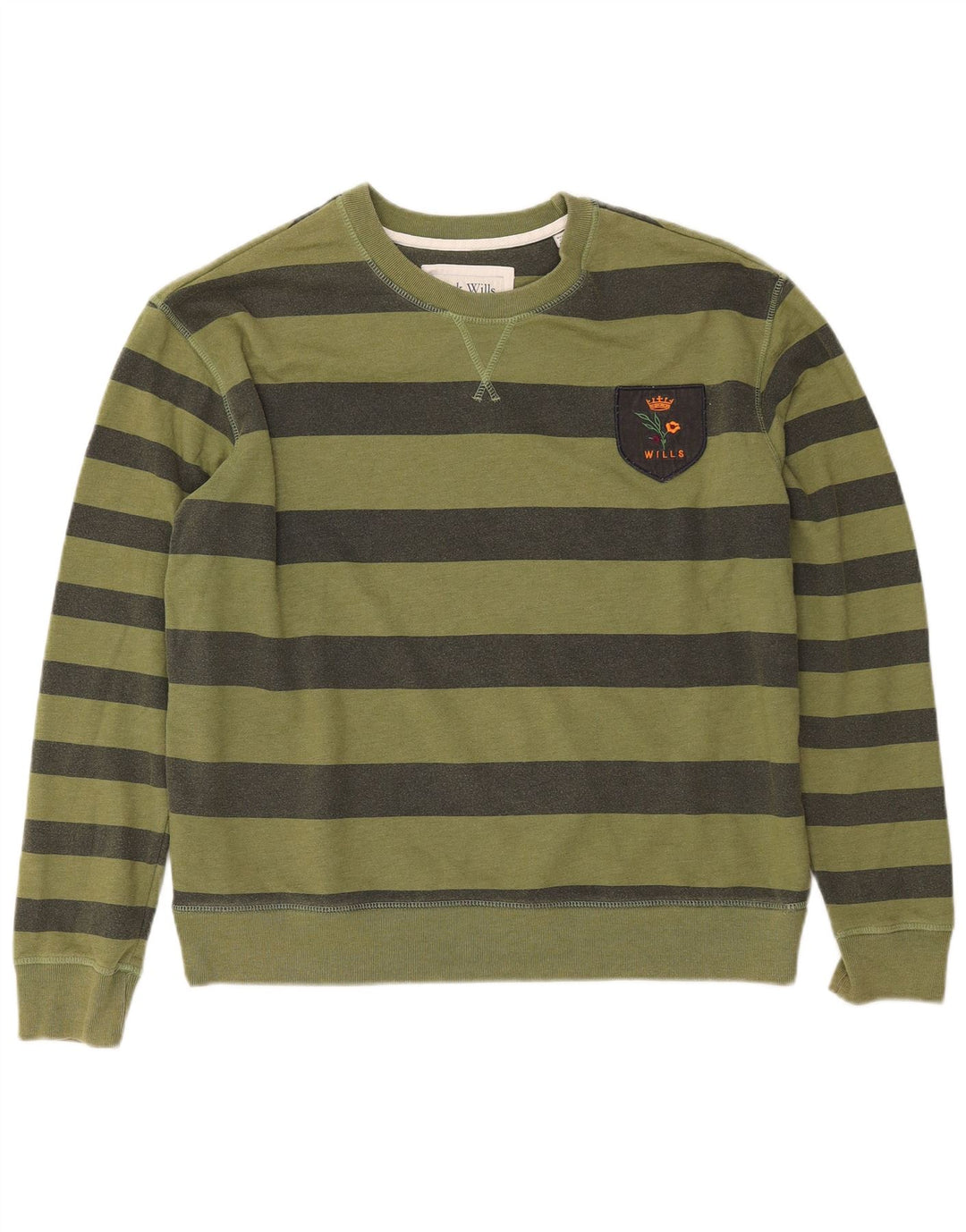 JACK WILLS Felpa oversize da donna Maglione UK 14 Large Khaki Striped