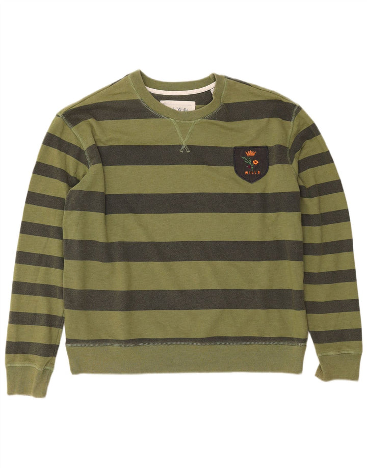 JACK WILLS Felpa oversize da donna Maglione UK 14 Large Khaki Striped