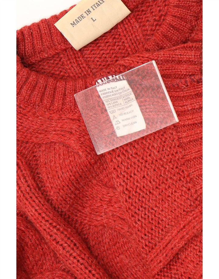 Luidiana Uomo Maglione Girocollo Maglione Grande Acrilico Rosso