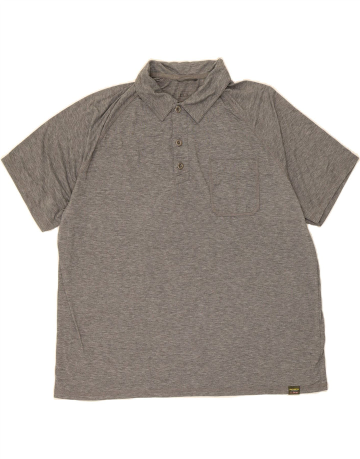 L.L.BEAN Mens Polo Shirt XL Grey Polyester Vintage L.L.Bean and Second-Hand L.L.Bean from Messina Hembry 