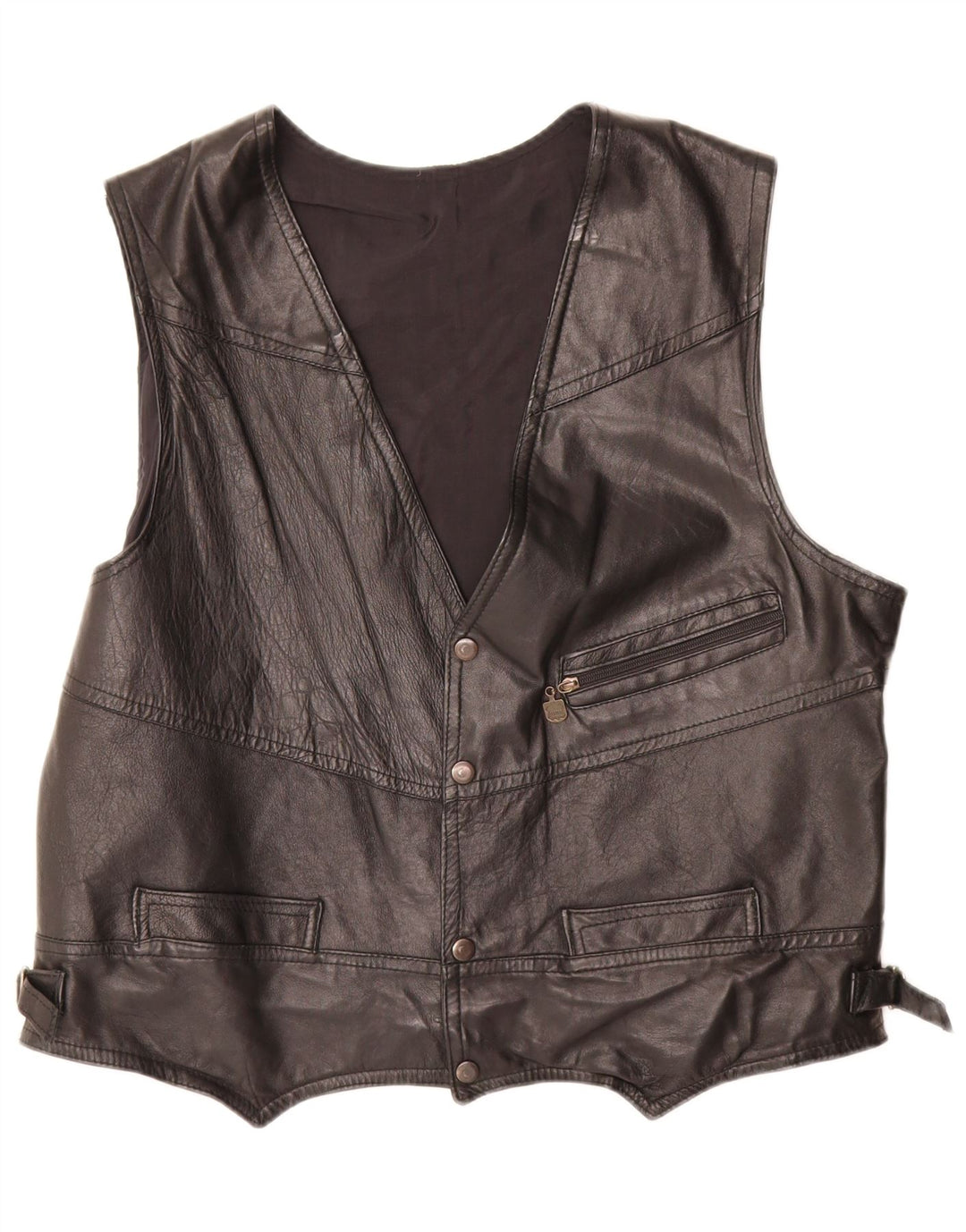 Gilet in pelle da uomo VINTAGE grande nero