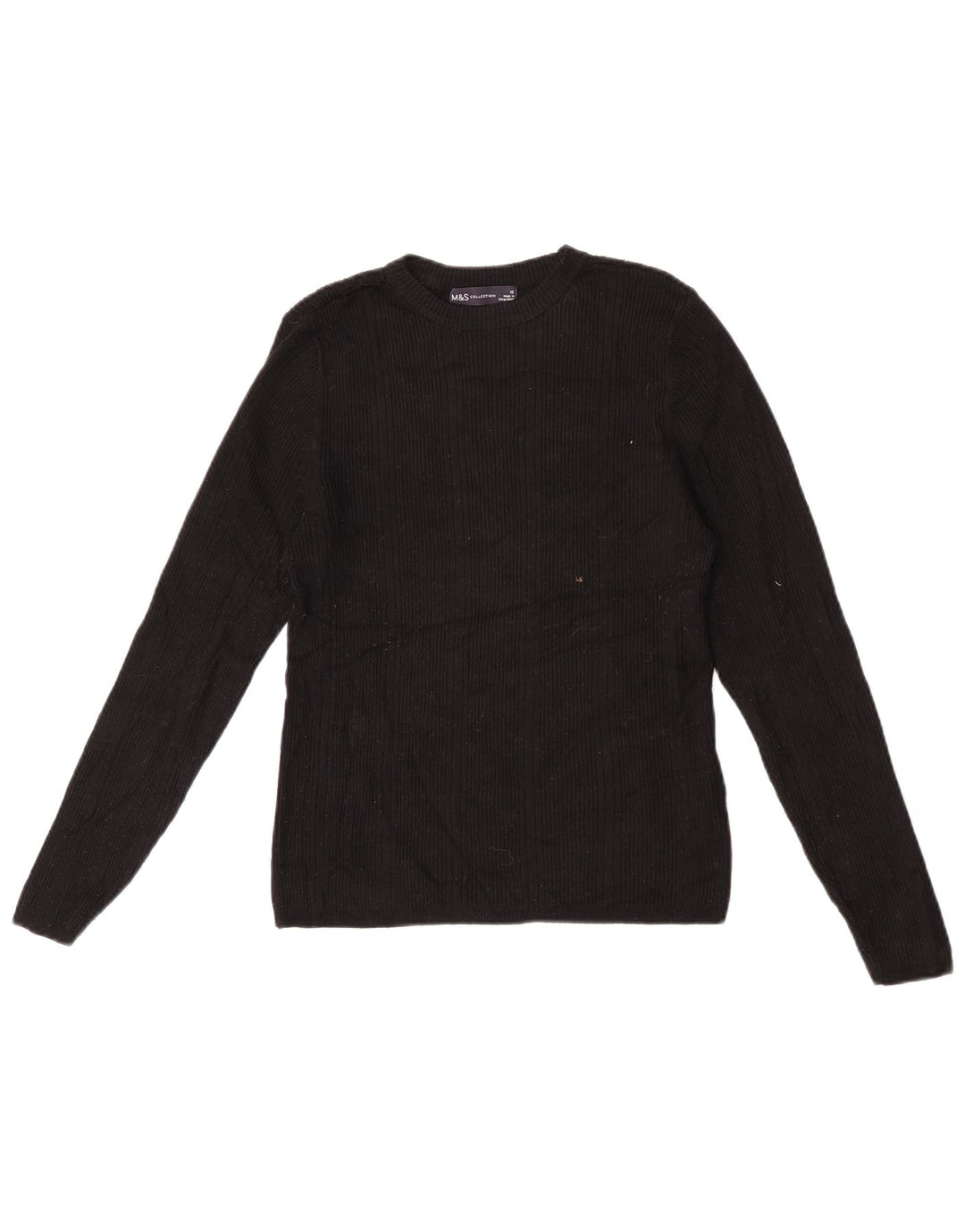 Maglione da donna Marks & Spencer con scollo a barca UK 12 Viscosa nera media