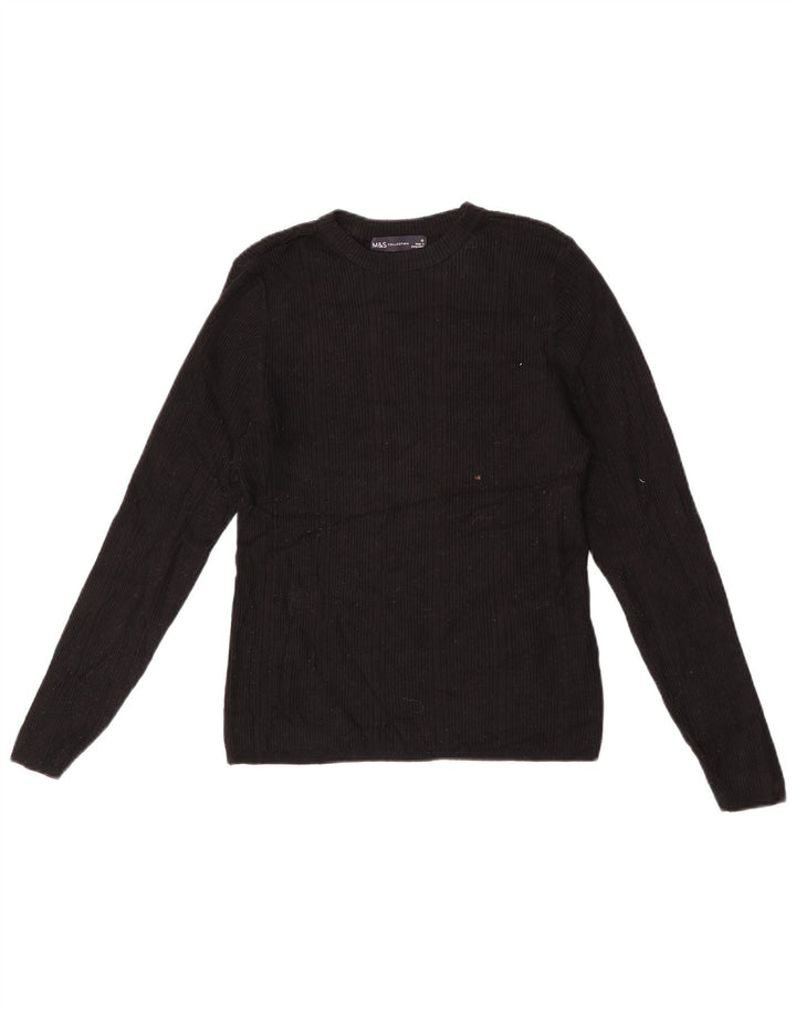 Maglione da donna Marks & Spencer con scollo a barca UK 12 Viscosa nera media