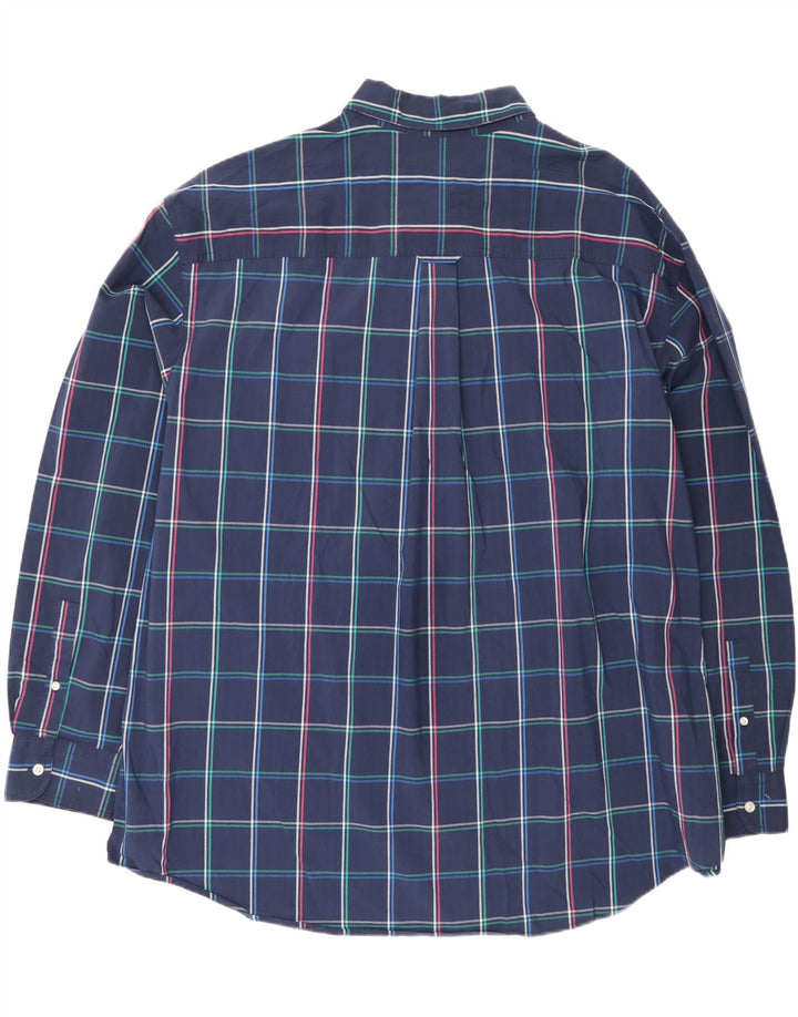 Camicia elasticizzata da uomo Chaps 3XL in cotone a quadri blu navy