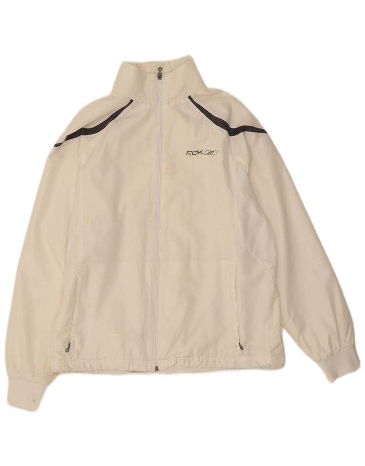 Giacca da ginnastica da uomo Reebok Small in poliestere color block bianco