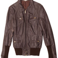 Giacca in pelle da donna vintage IT 46 grande in pelle marrone