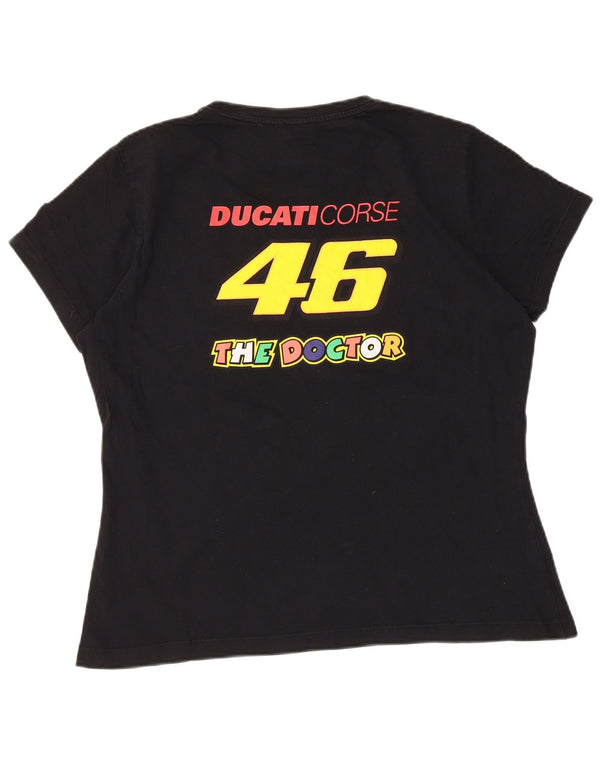 T-shirt grafica da donna Ducati Top UK 18 XL cotone nero