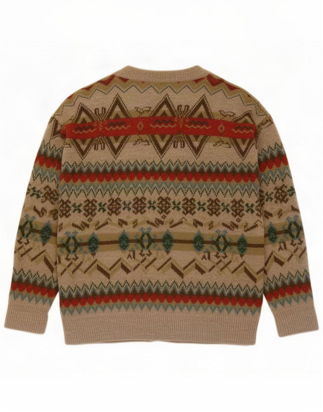 Quadro Maglione cardigan da uomo beige medio geometrico