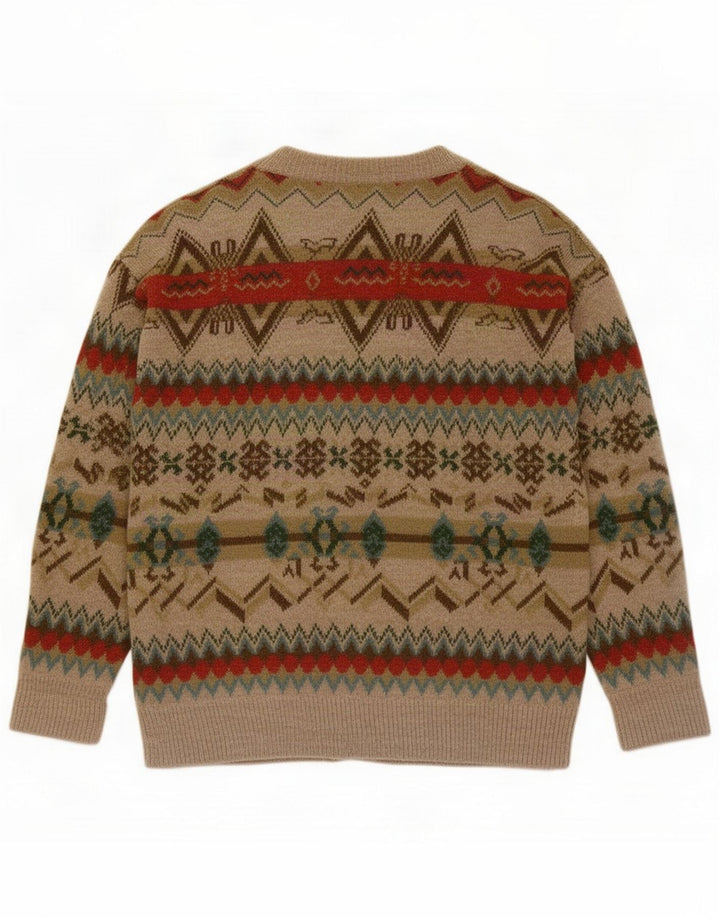 Quadro Maglione cardigan da uomo beige medio geometrico