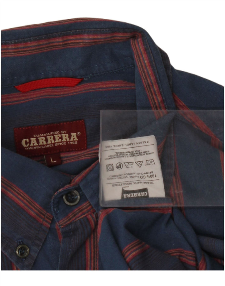 CARRERA Camicia Uomo Large in Cotone a Righe Blu Navy