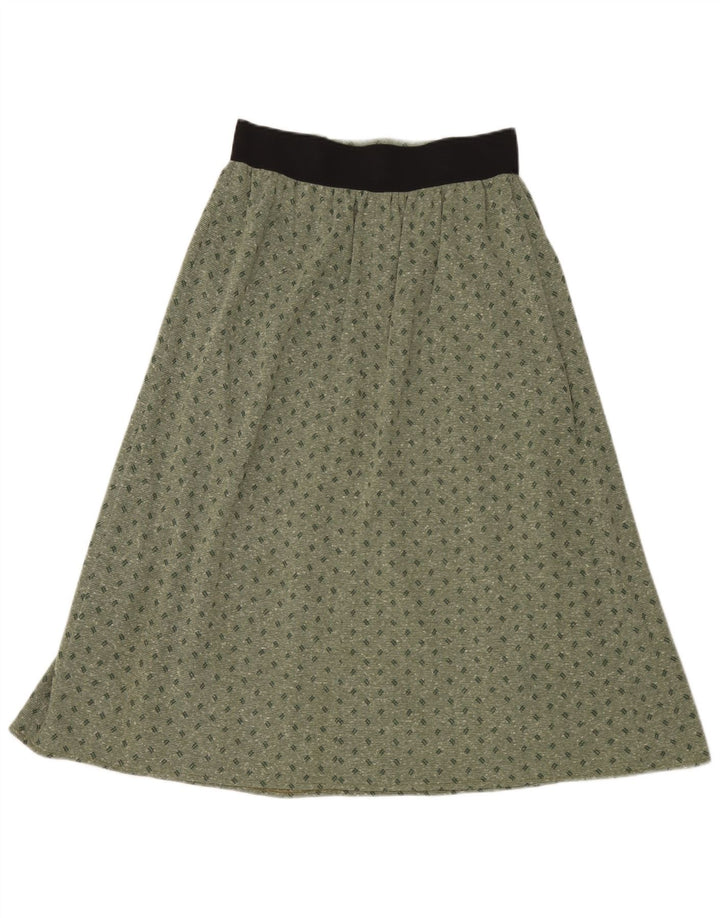 Gonna longuette da donna vintage IT 42 media W30 poliestere maculato verde