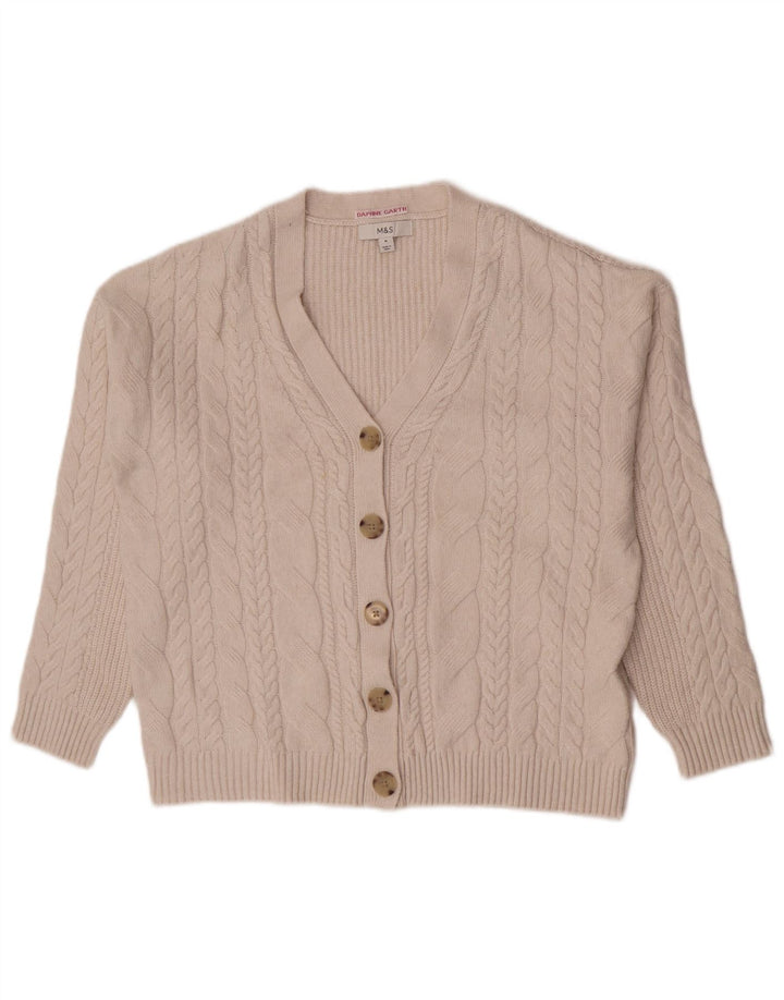 Maglione cardigan da donna Marks & Spencer UK 14 Poliestere beige medio