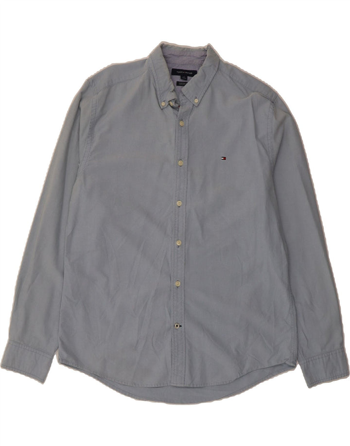 TOMMY HILFIGER Mens Custom Fit Shirt Large Blue Cotton Vintage Tommy Hilfiger and Second-Hand Tommy Hilfiger from Messina Hembry 