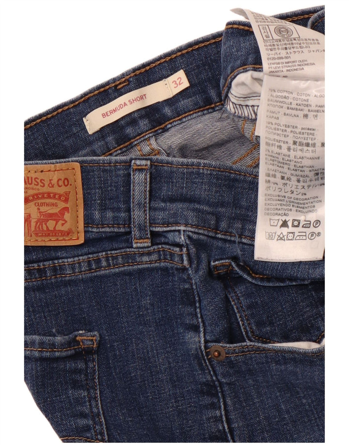 LEVI'S Bermuda da donna in denim, pantaloncini W32 grandi in cotone blu