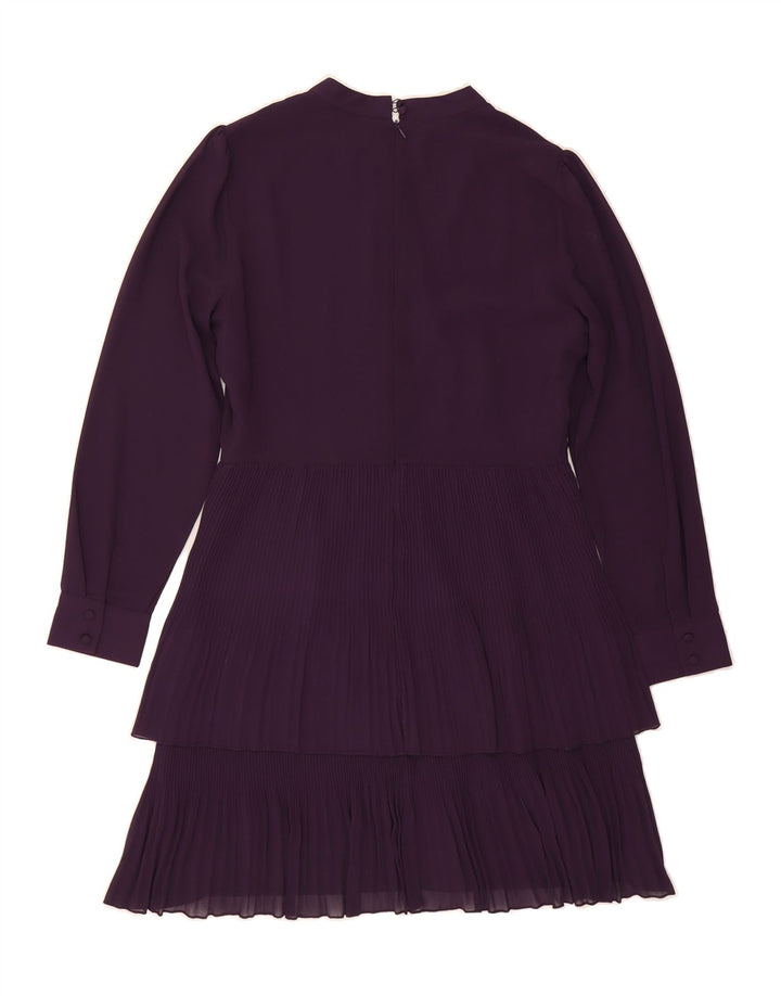WAREHOUSE Womens Long Sleeve Tiered Dress UK 12 Medium Purple Polyester Vintage Warehouse and Second-Hand Warehouse from Messina Hembry 