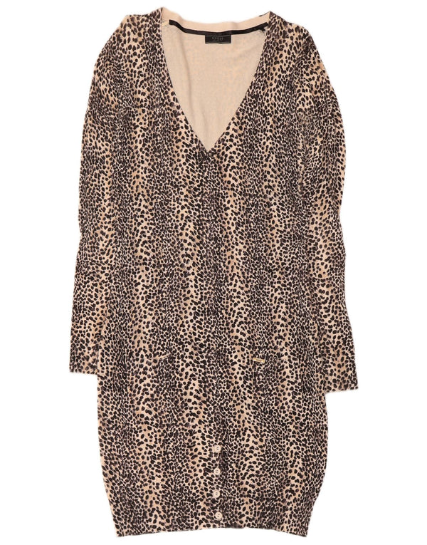 Guess Abito maglione da donna a maniche lunghe UK 12 Beige medio Stampa animalier