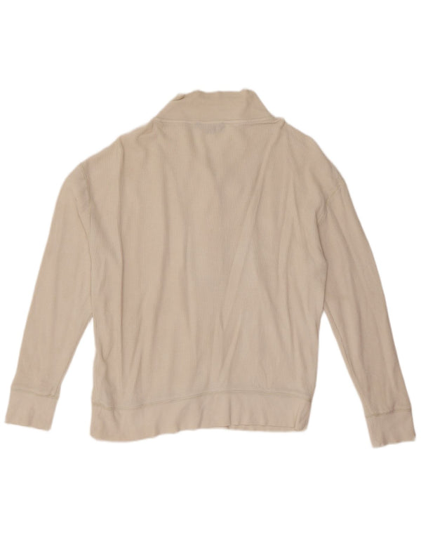 Felpa da donna Ralph Lauren con collo abbottonato, maglione UK 14, cotone bianco medio