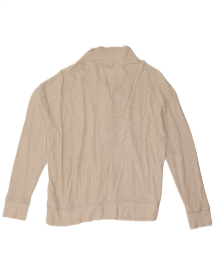 Felpa da donna Ralph Lauren con collo abbottonato, maglione UK 14, cotone bianco medio