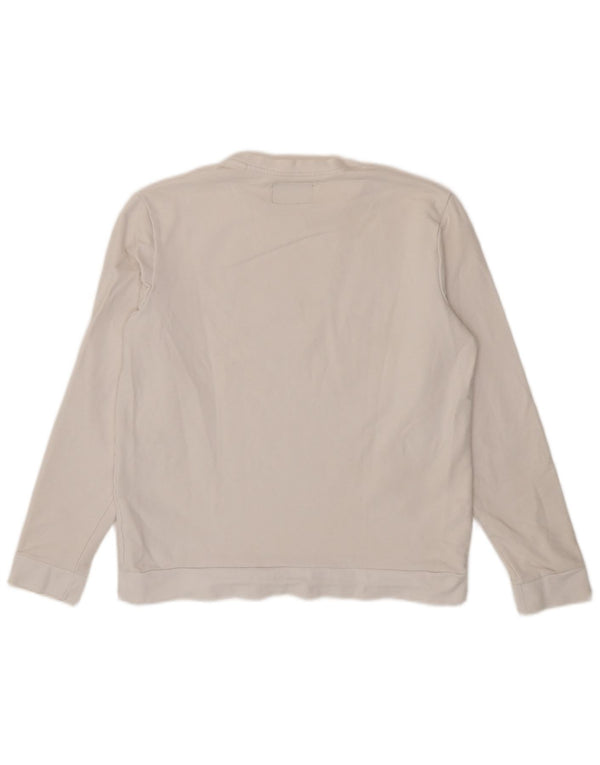 Guess Top grafico da donna a maniche lunghe UK 16 Large in cotone bianco