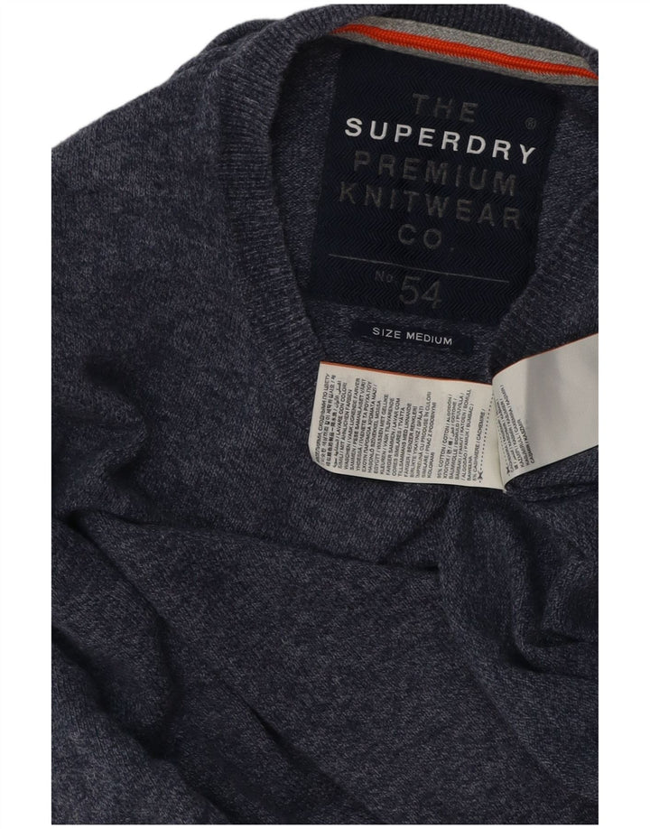 Maglione da uomo girocollo SUPERDRY in cotone screziato blu navy medio