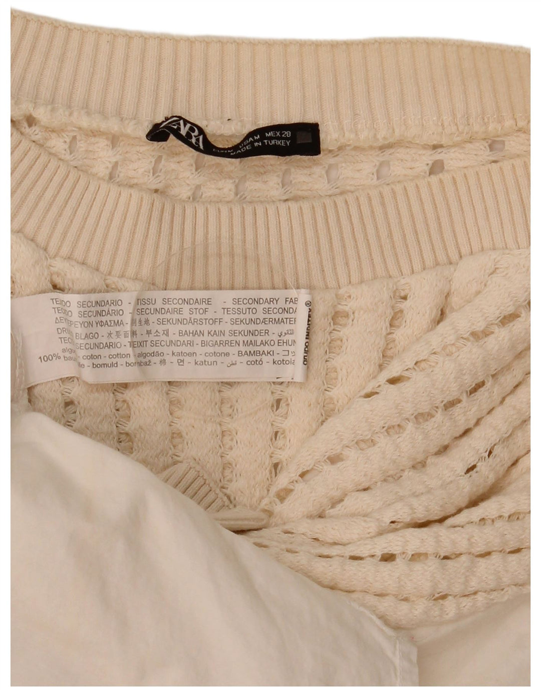 Top in camicetta all'uncinetto da donna Zara UK 14 cotone bianco medio