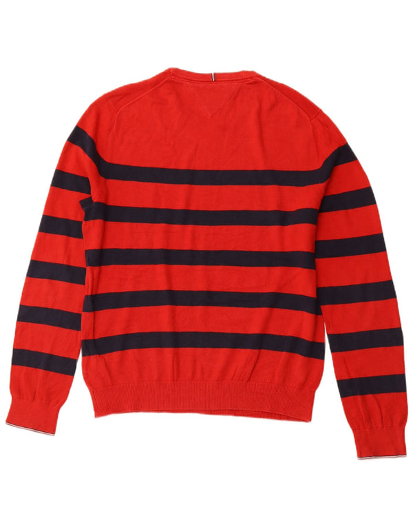 TOMMY HILFIGER Maglione da uomo girocollo in cotone a righe rosse medie