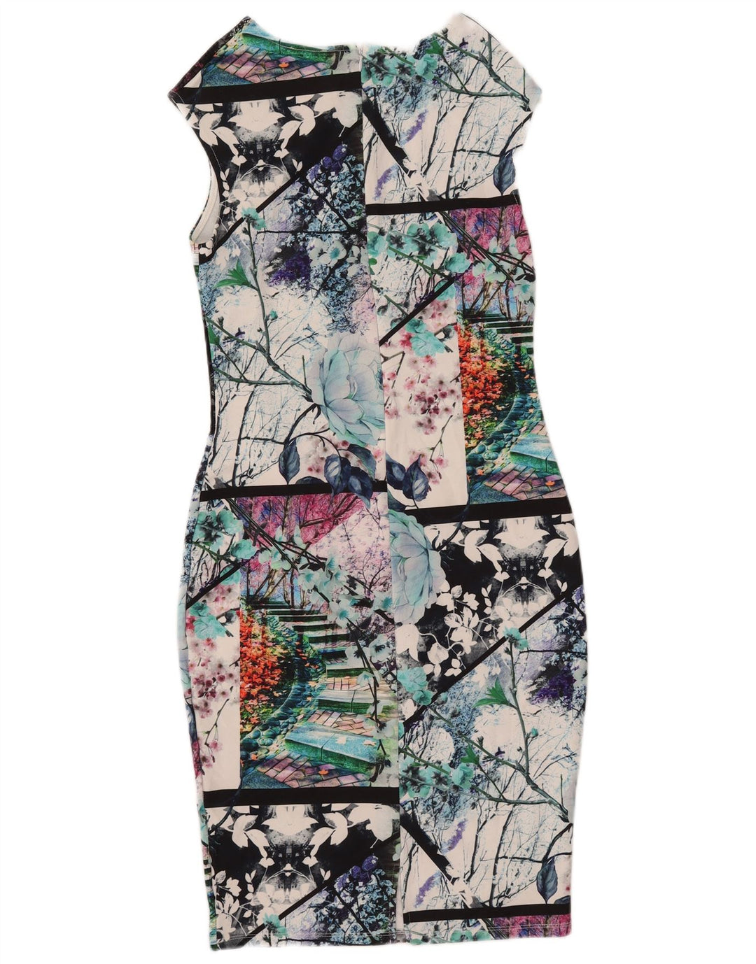 Abito aderente grafico da donna Lipsy UK 10 Piccolo poliestere multicolore