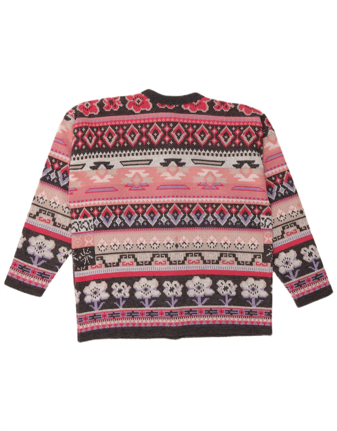 CANDA Maglione cardigan oversize da donna UK 14 Rosa medio Fair Isle