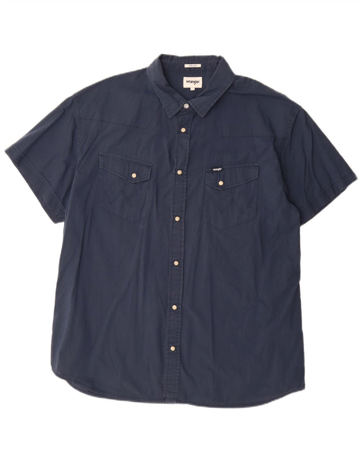 Camicia Wrangler da uomo a maniche corte vestibilità regolare 2XL cotone blu navy
