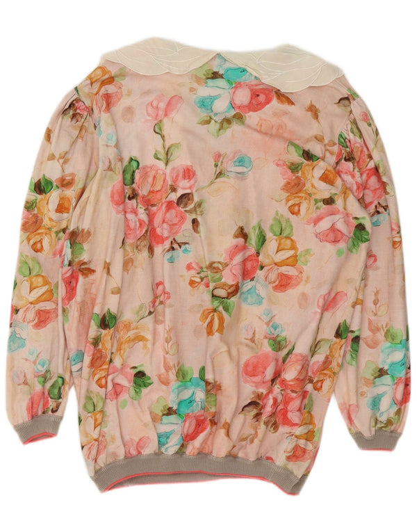 Camicetta oversize da donna vintage IT 48 XL Cotone floreale multicolore