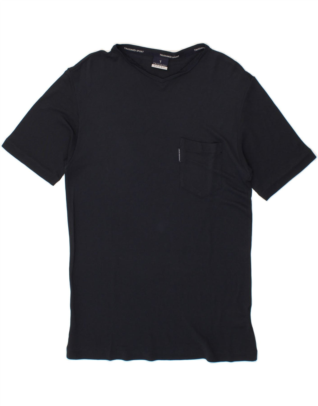 TRUSSARDI Mens T-Shirt Top Medium Navy Blue Acetate Vintage Trussardi and Second-Hand Trussardi from Messina Hembry 