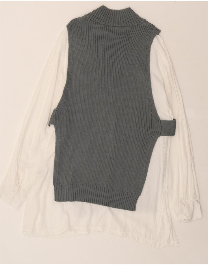 ZARA Womens Turtle Neck Jumper Sweater UK 16 Large Grey Colourblock Vintage Zara and Second-Hand Zara from Messina Hembry 