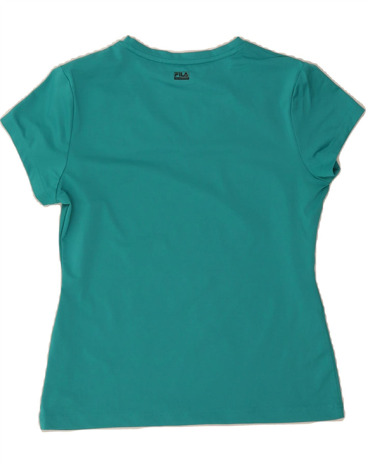 FILA Womens T-Shirt Top UK 14 Large Turquoise Polyester Vintage Fila and Second-Hand Fila from Messina Hembry 