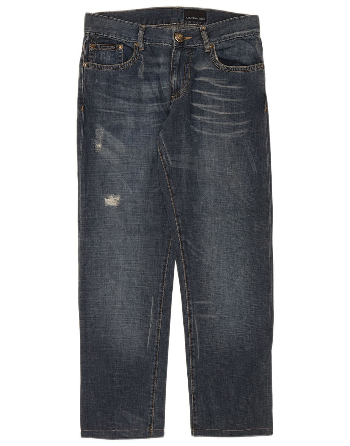 Jeans dritti invecchiati da uomo Calvin Klein W31 L28 cotone blu