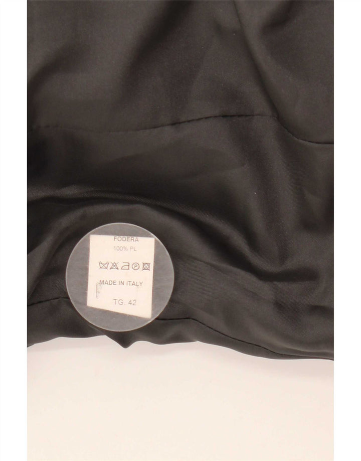 Cappotto doppiopetto vintage da donna IT 42 in lana grigio medio