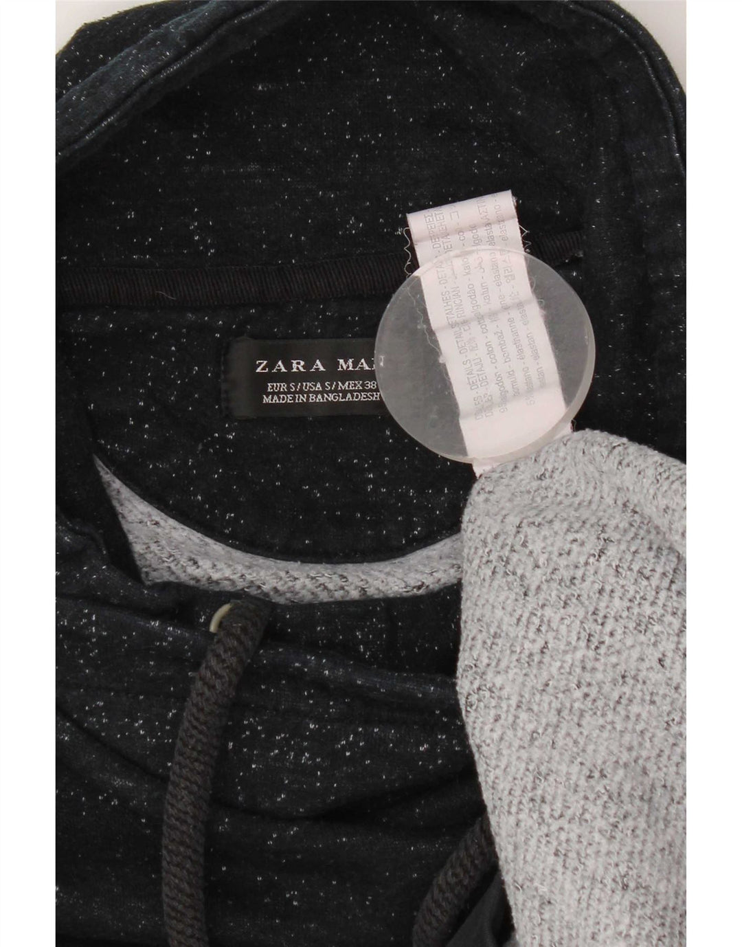 Felpa Zara da uomo, piccola, in cotone screziato blu navy