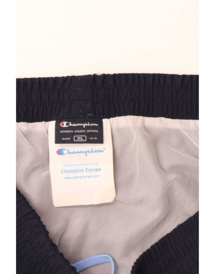 Pantaloncini da bagno grafici da uomo Champion XL in poliestere color block blu navy