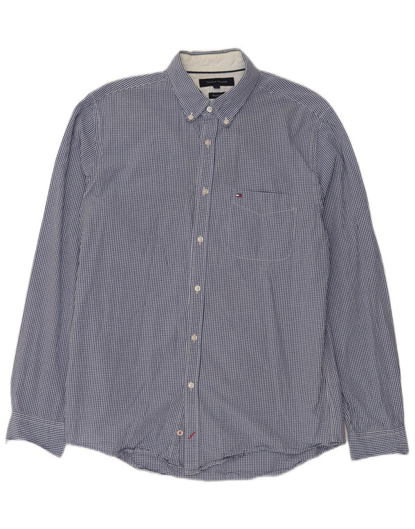 TOMMY HILFIGER Camicia da uomo vestibilità regolare grande cotone a quadretti blu