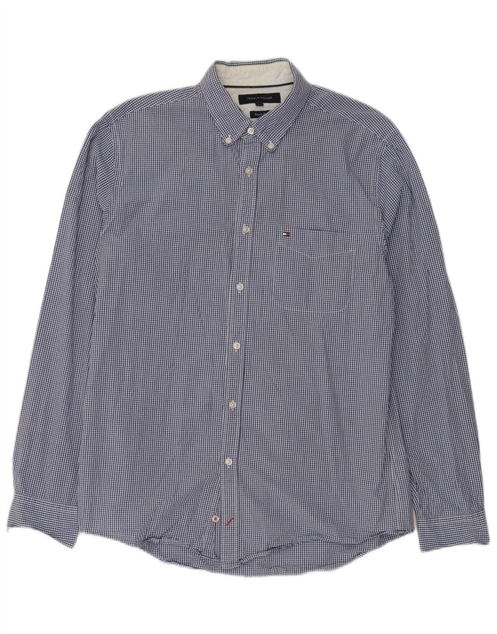 TOMMY HILFIGER Camicia da uomo vestibilità regolare grande cotone a quadretti blu