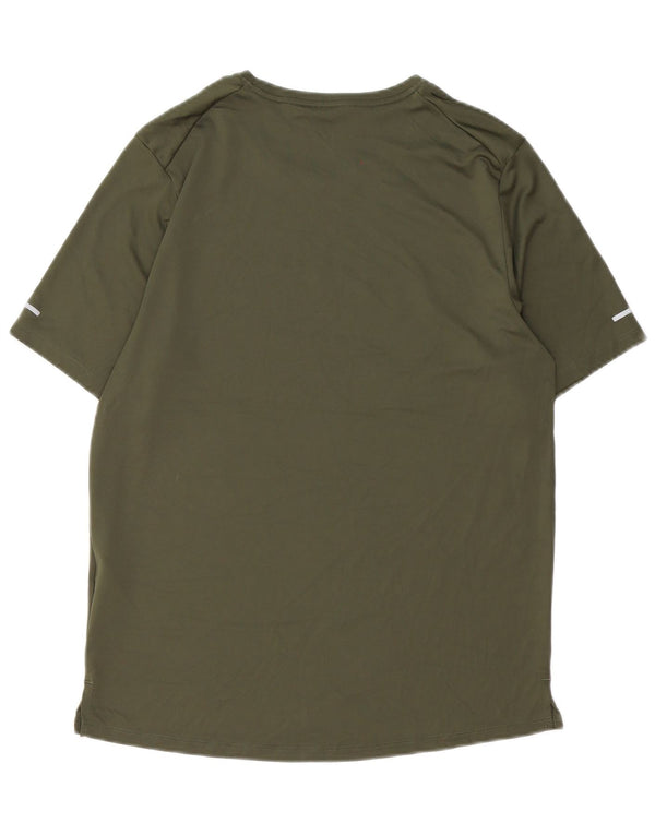 T-shirt grafica da running Nike da uomo, top sportivo in poliestere verde medio