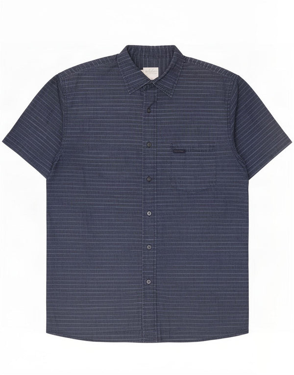 Camicia a maniche corte da uomo Calvin Klein Jeans a righe blu navy medio