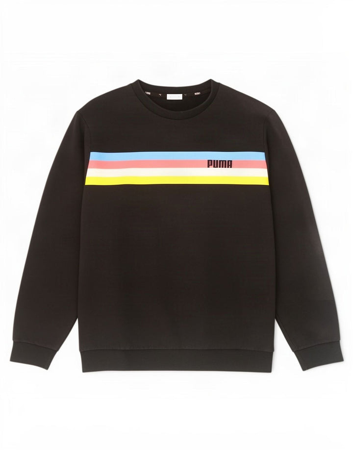 Felpa da uomo Puma Maglione grande in cotone color block nero