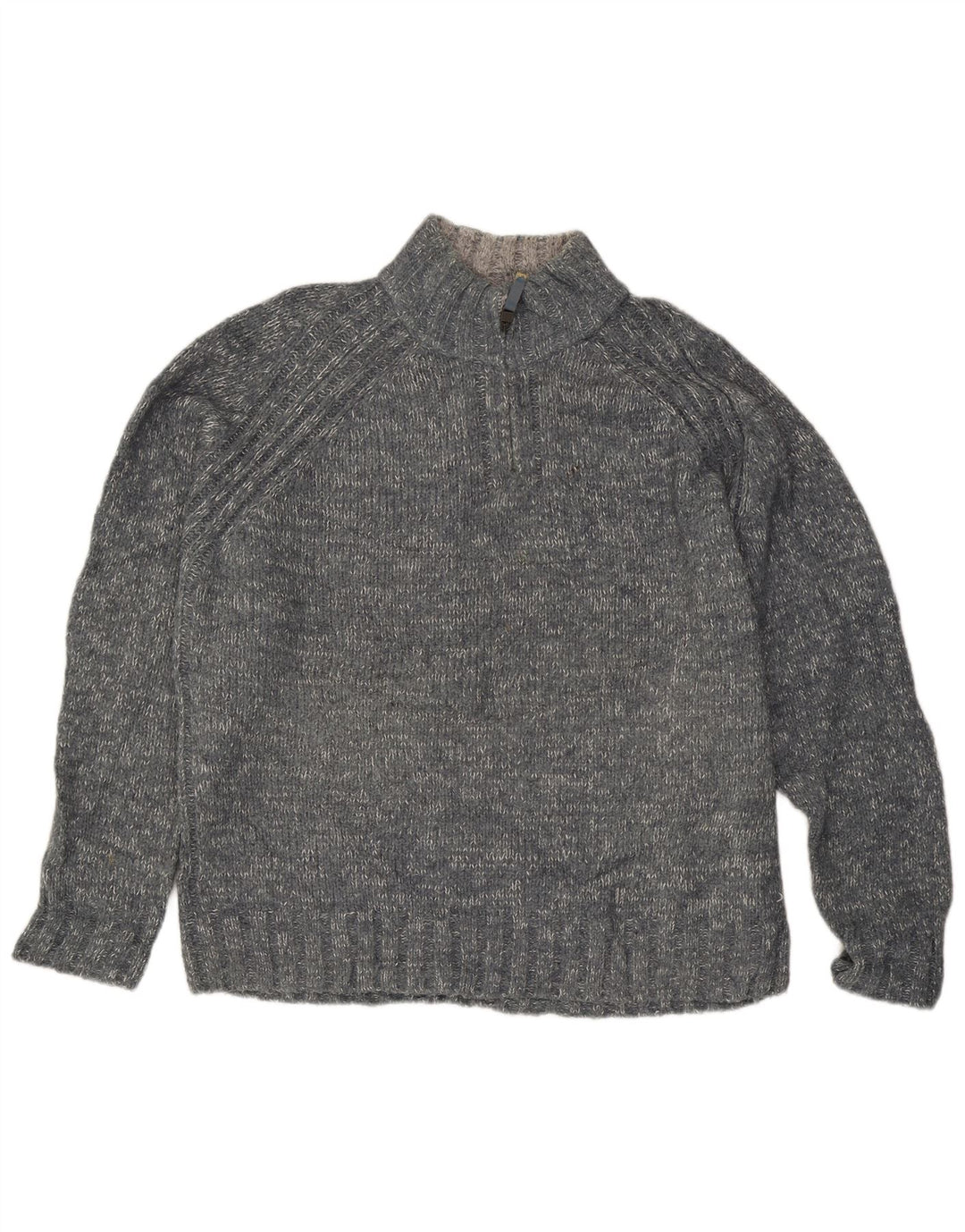 Maglione da uomo Marks & Spencer con collo con zip blu Harbour XL grigio chiazzato