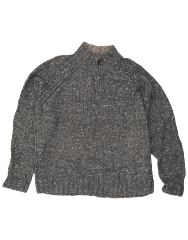 Maglione da uomo Marks & Spencer con collo con zip blu Harbour XL grigio chiazzato